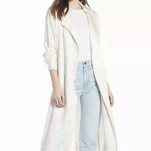 Something Navy multi color tie dye button down long sleeve Lightweight Trench M